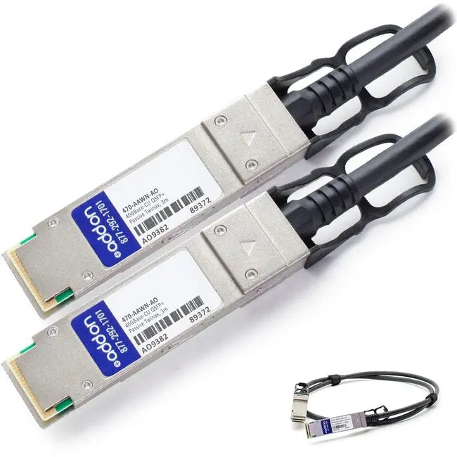AddOn Dell 470-AAWN Compatible TAA Compliant 40GBase-CU QSFP+ to QSFP+ Direct Attach Cable (Passive Twinax, 3m) AddOn