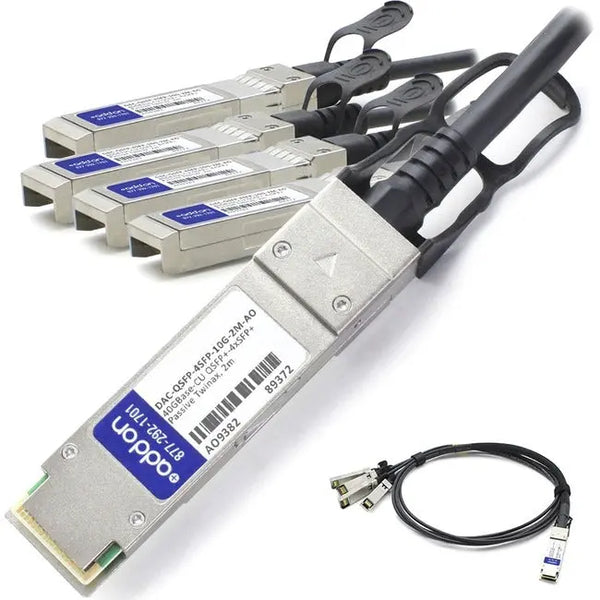 AddOn Dell DAC-QSFP-4SFP-10G-2M Compatible TAA Compliant 40GBase-CU QSFP+ to 4xSFP+ Direct Attach Cable (Passive Twinax, 2m) AddOn
