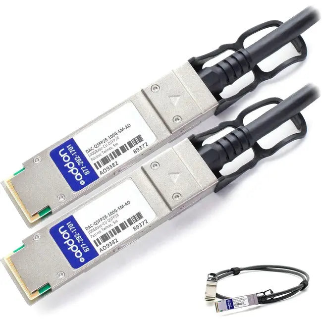 AddOn Dell DAC-QSFP28-100G-5M Compatible TAA Compliant 100GBase-CU QSFP28 to QSFP28 Direct Attach Cable (Passive Twinax, 5m) AddOn