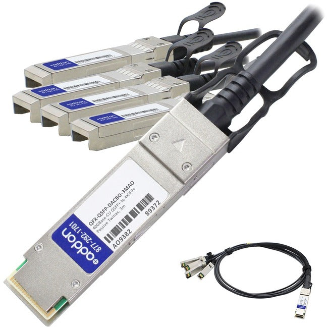 AddOn Juniper Networks QFX-QSFP-DACBO-3M Compatible TAA Compliant 40GBase-CU QSFP+ to 4xSFP+ Direct Attach Cable (Passive Twinax, 3m) AddOn