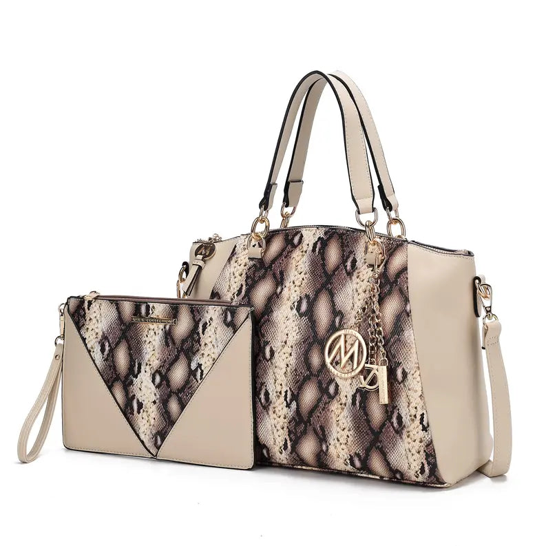 Addison Snake Embossed Women's Tote Bag with matching Wristlet MKF Colletion by Mia K.