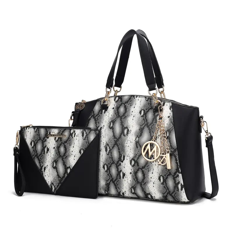 Addison Snake Embossed Women's Tote Bag with matching Wristlet MKF Colletion by Mia K.