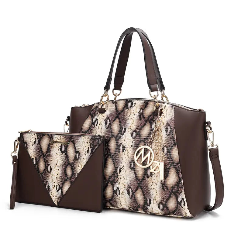 Addison Snake Embossed Women's Tote Bag with matching Wristlet MKF Colletion by Mia K.