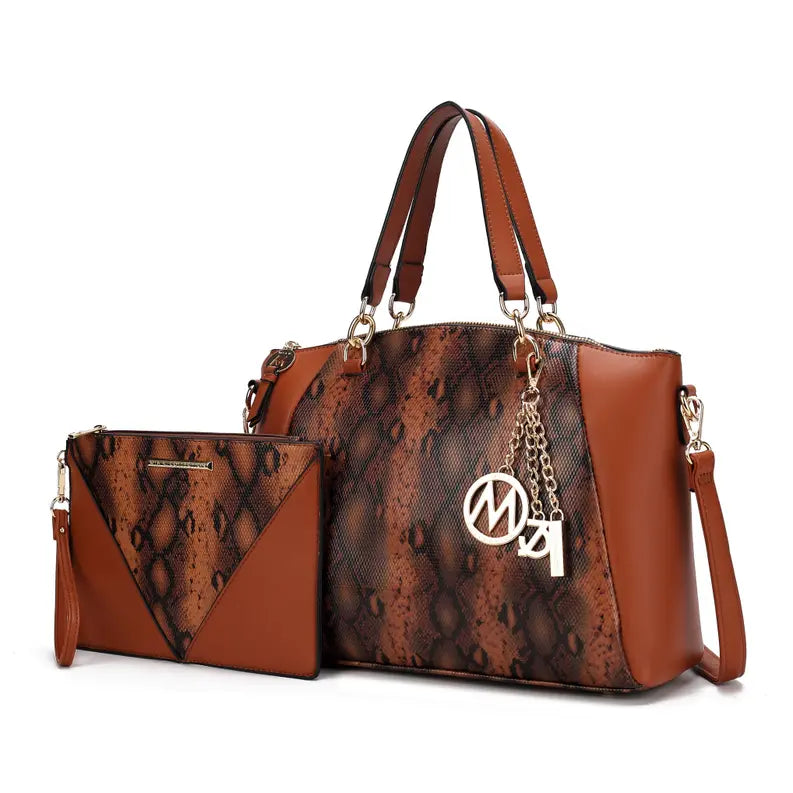 Addison Snake Embossed Women's Tote Bag with matching Wristlet MKF Colletion by Mia K.