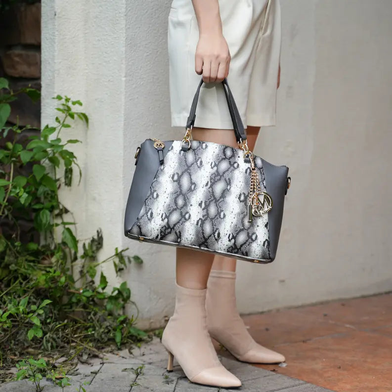 Addison Snake Embossed Women's Tote Bag with matching Wristlet MKF Colletion by Mia K.
