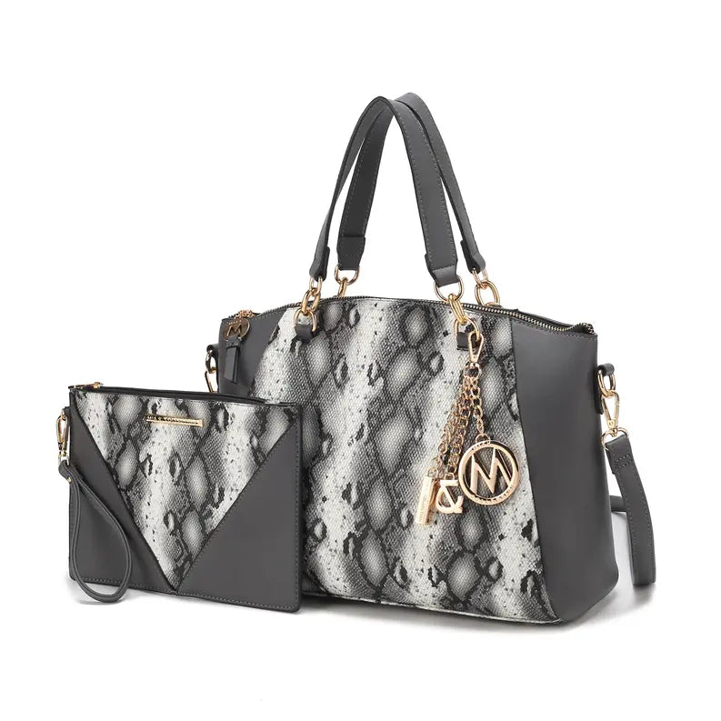 Addison Snake Embossed Women's Tote Bag with matching Wristlet MKF Colletion by Mia K.