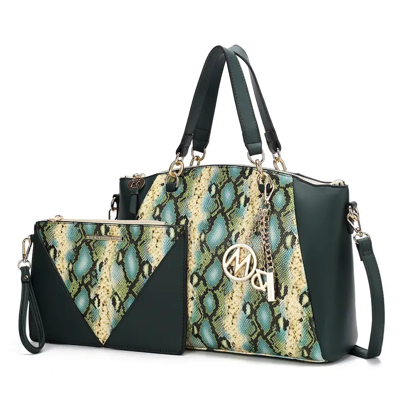 Addison Snake Embossed Women's Tote Bag with matching Wristlet MKF Colletion by Mia K.