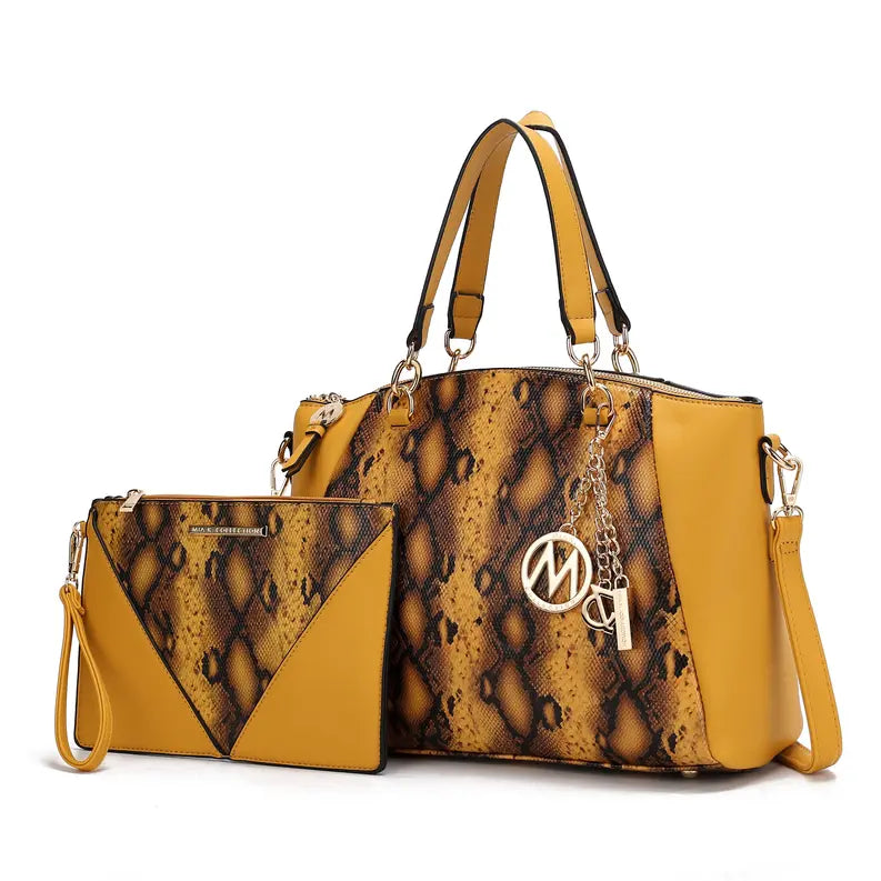 Addison Snake Embossed Women's Tote Bag with matching Wristlet MKF Colletion by Mia K.