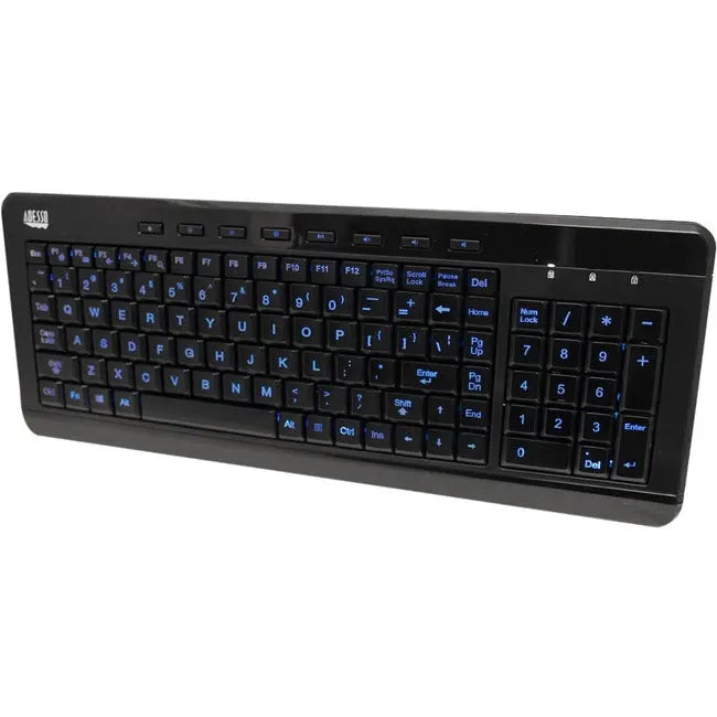 Adesso SlimTouch 120 - 3-Color Illuminated Compact Multimedia Keyboard - GreatEagleInc