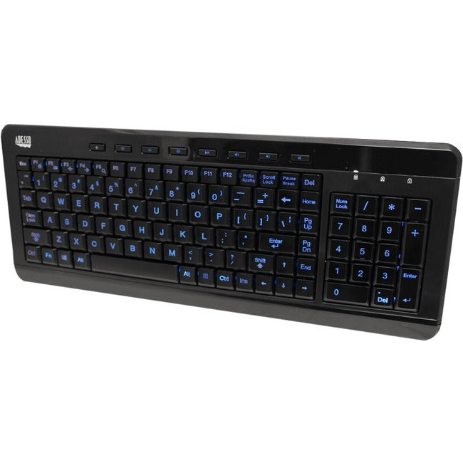Adesso SlimTouch 120 - 3-Color Illuminated Compact Multimedia Keyboard - GreatEagleInc