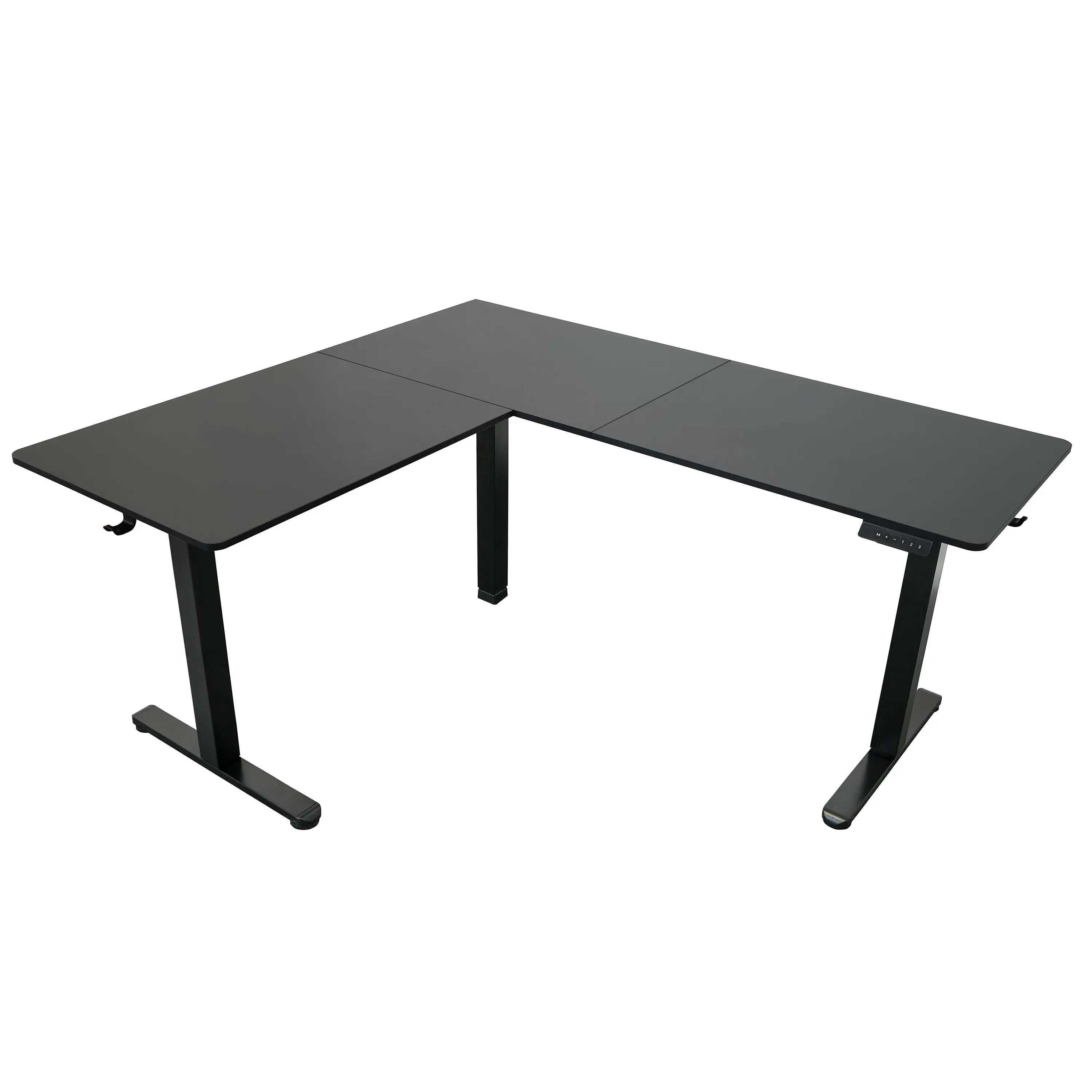 Adjustable Black Wood and Stainless Steel L Shape Standing Desk Homeroots Office