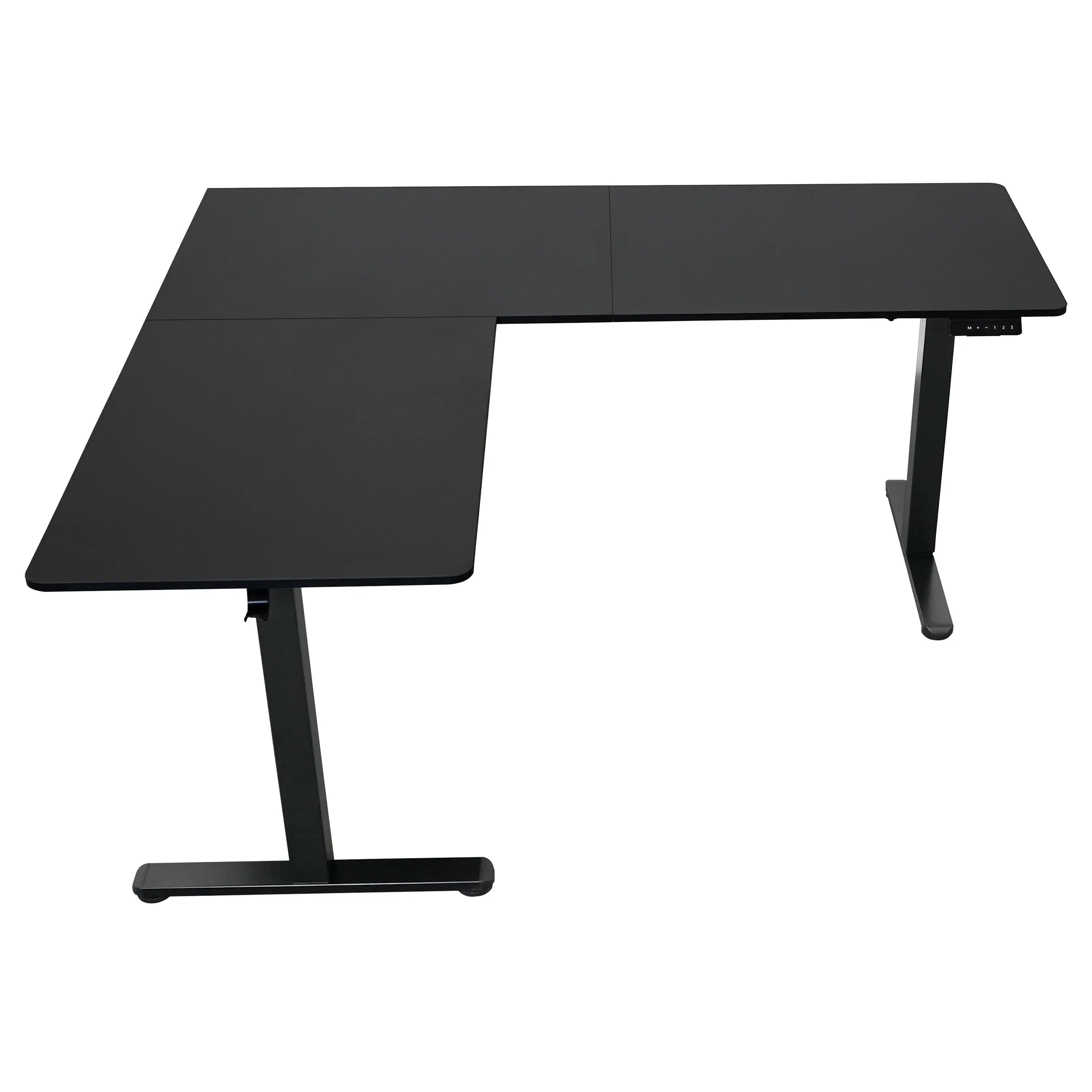 Adjustable Black Wood and Stainless Steel L Shape Standing Desk Homeroots Office