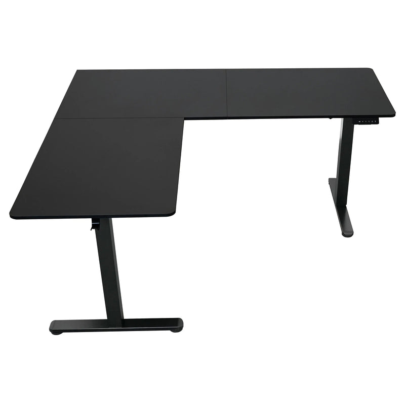 Adjustable Black Wood and Stainless Steel L Shape Standing Desk Homeroots Office
