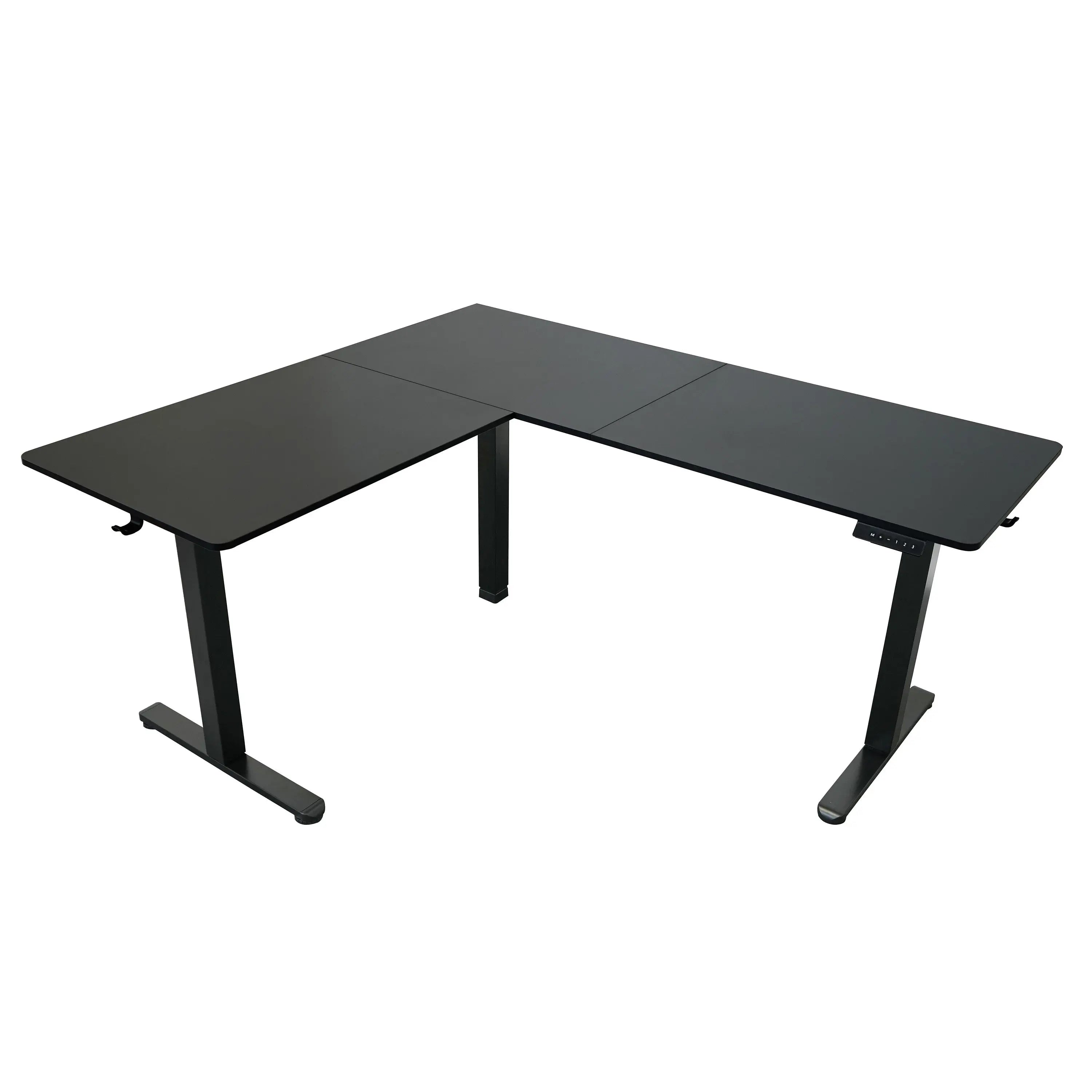 Adjustable Black Wood and Stainless Steel L Shape Standing Desk Homeroots Office