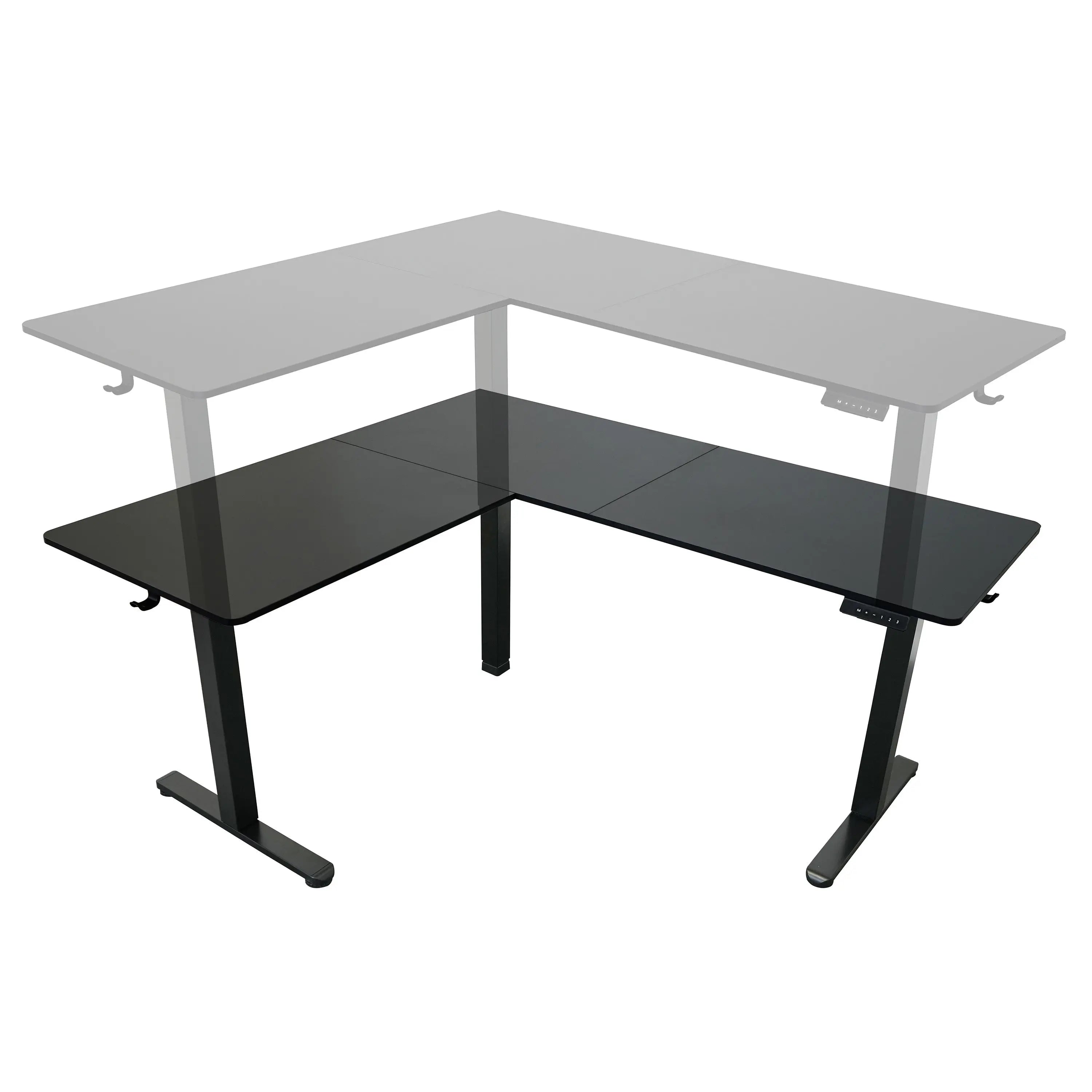 Adjustable Black Wood and Stainless Steel L Shape Standing Desk Homeroots Office
