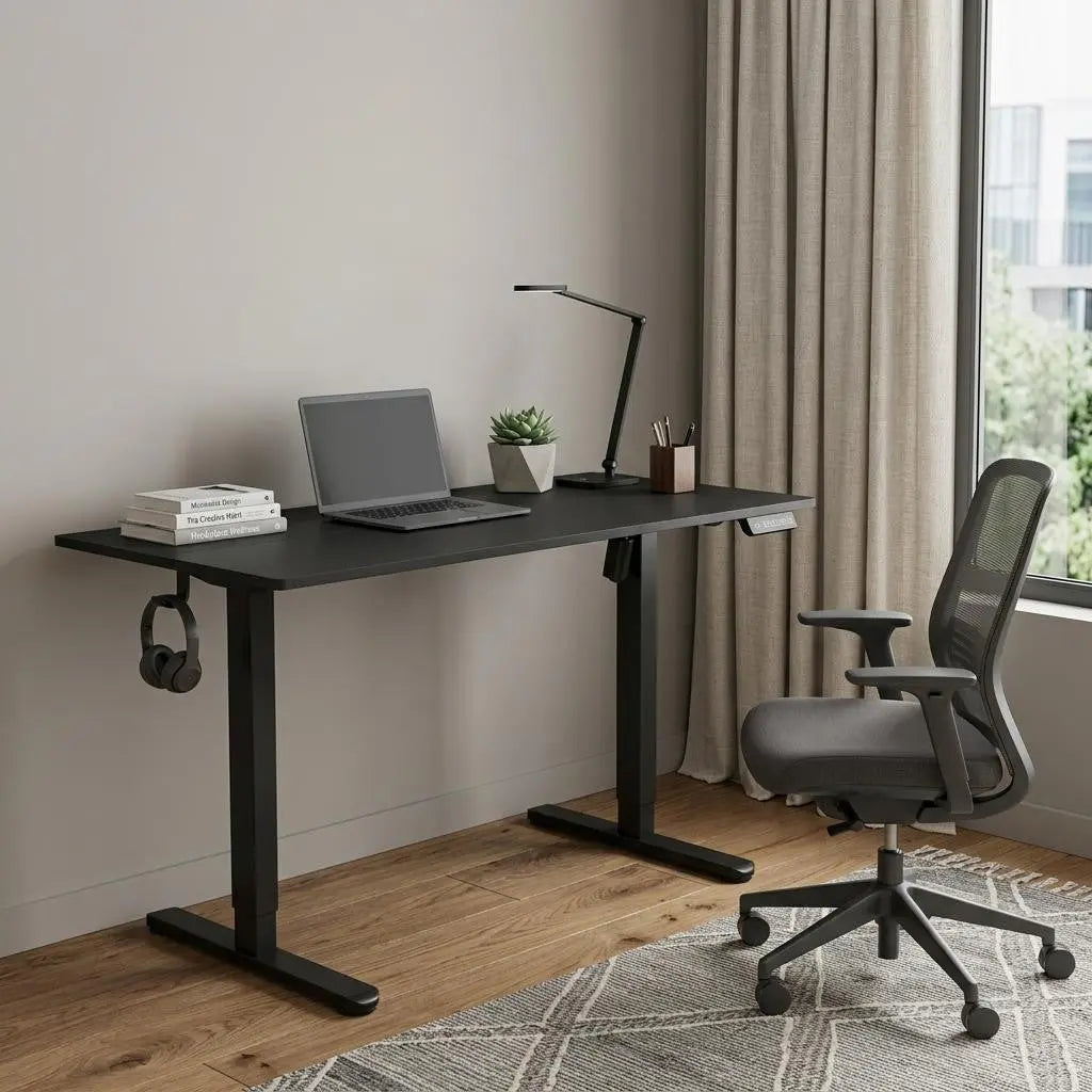 Adjustable Black Wood and Stainless Steel Standing Desk Homeroots