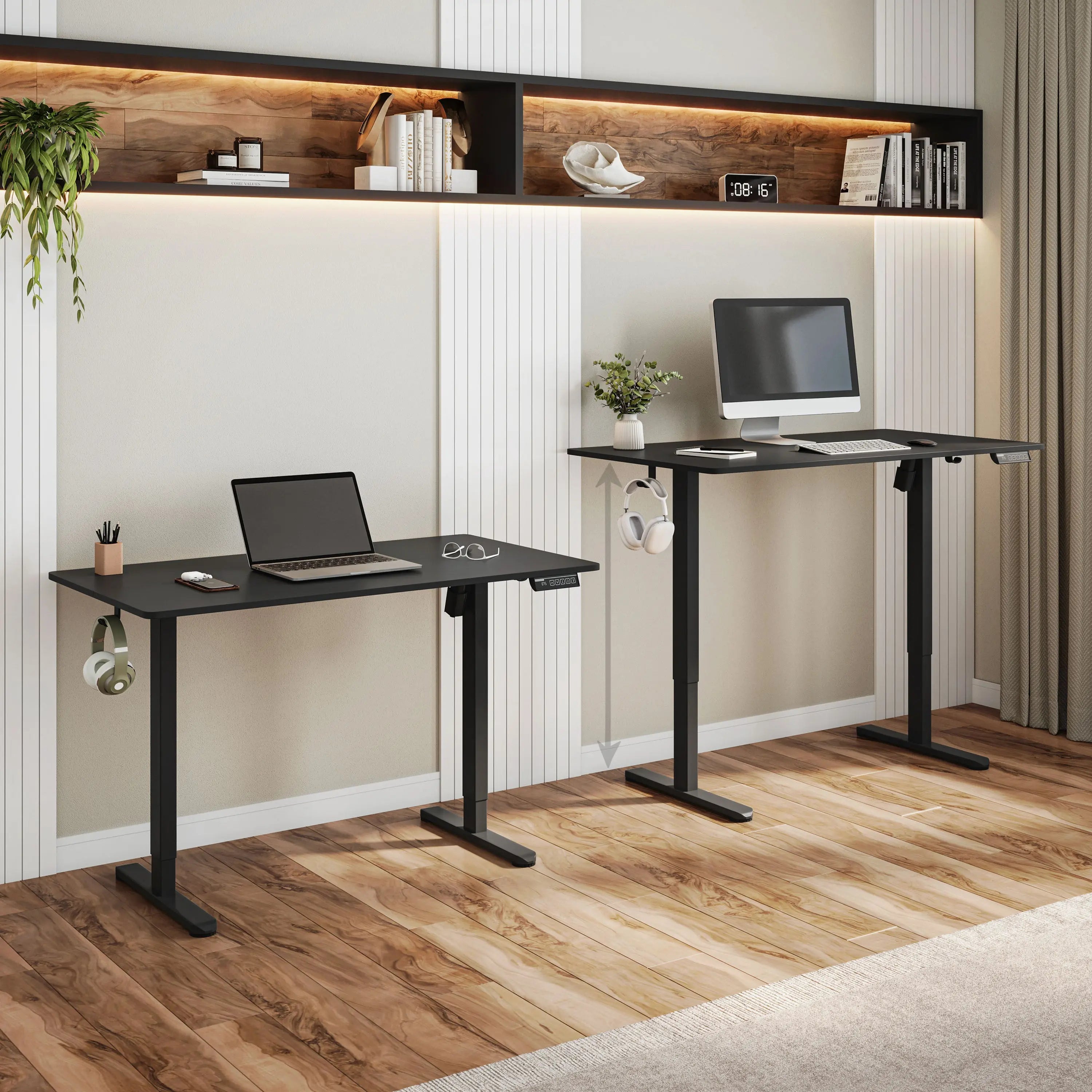 Adjustable Black Wood and Stainless Steel Standing Desk Homeroots