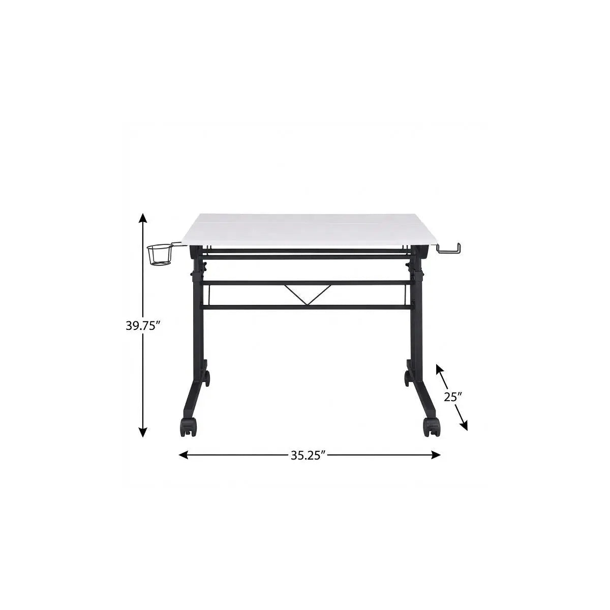 Adjustable White and Black Wood and Stainless Steel Rolling Standing Desk Homeroots Office
