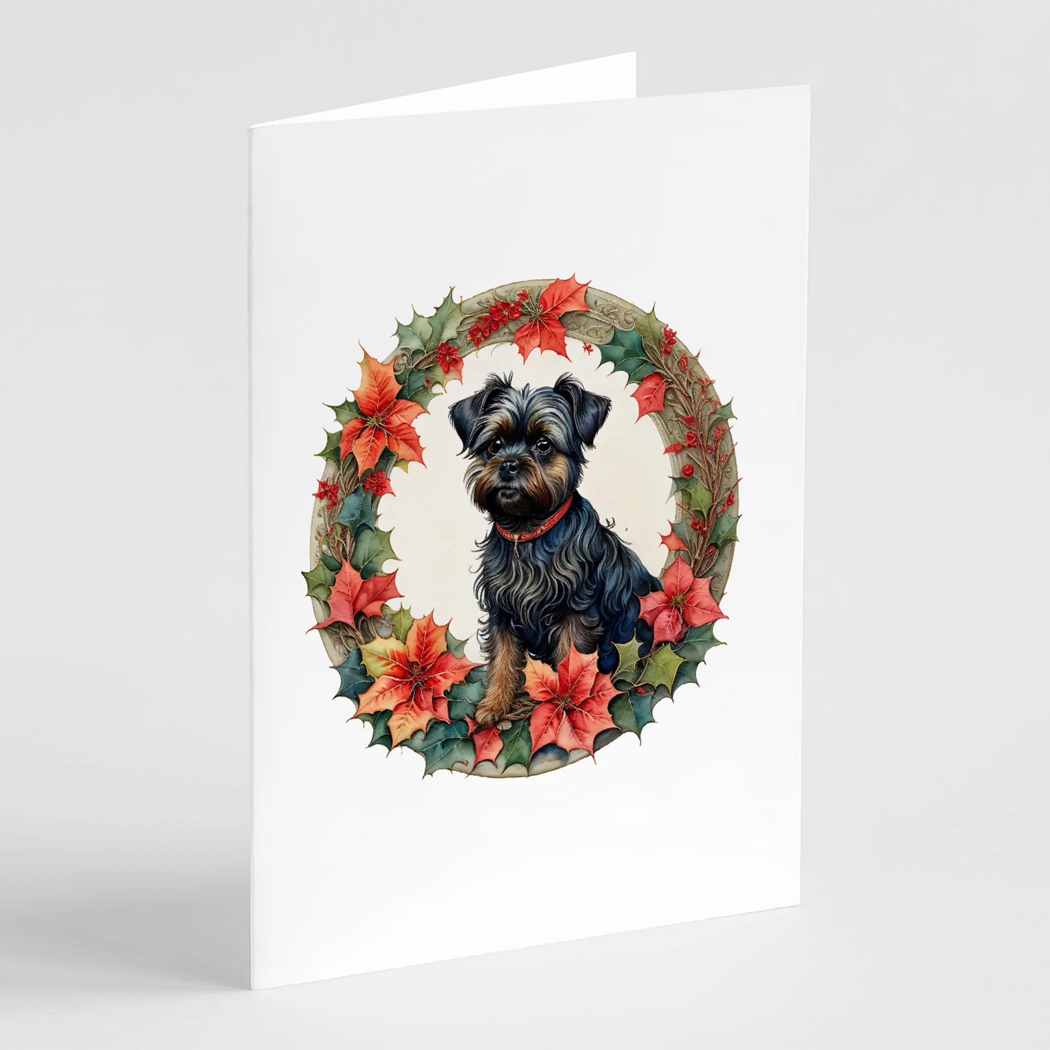 Affenpinscher Christmas Flowers Greeting Cards Pack of 8 Caroline's Treasures