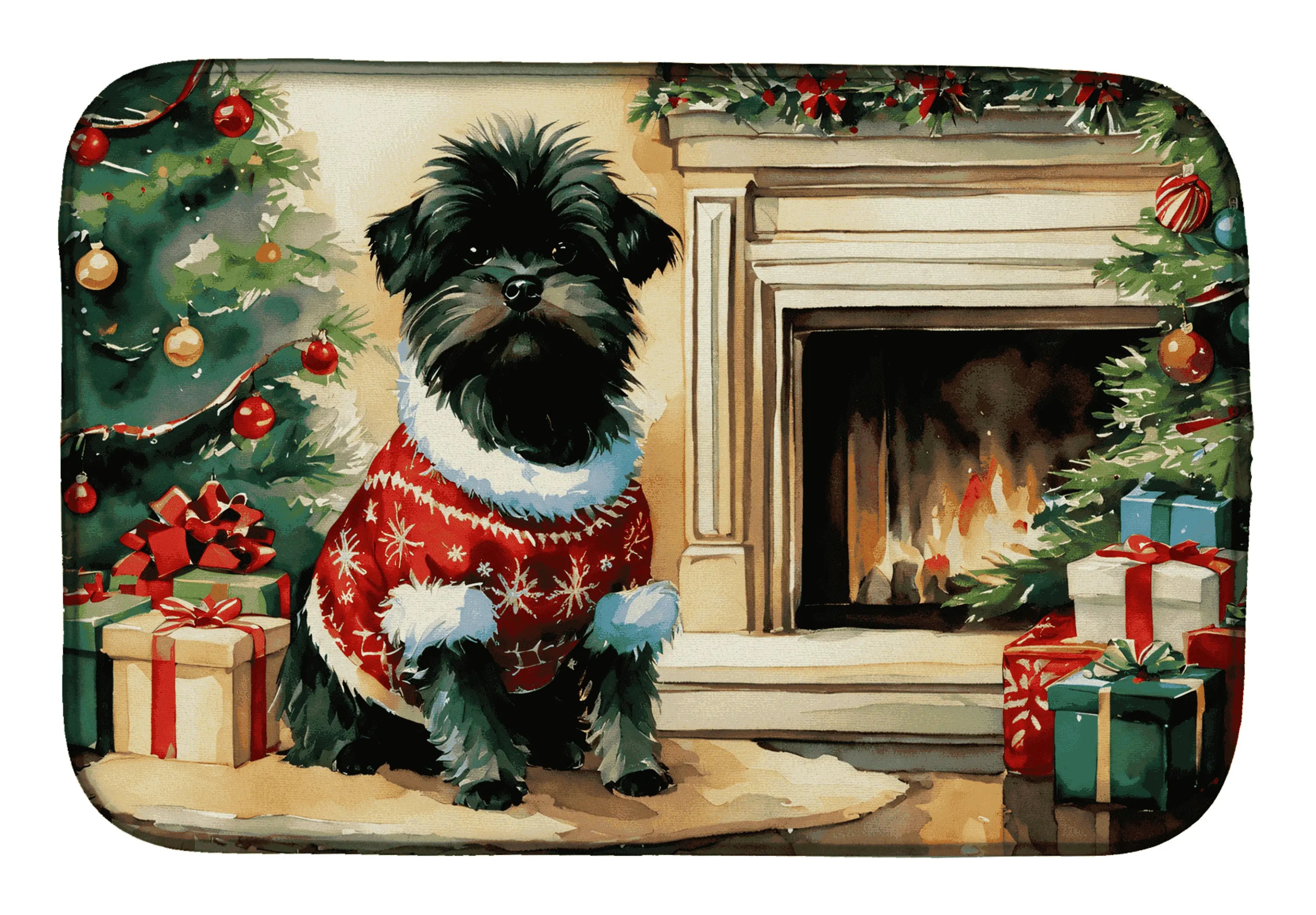 Affenpinscher Cozy Christmas Dish Drying Mat Caroline's Treasures