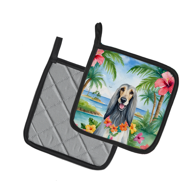 Affenpinscher Luau Pair of Pot Holders Caroline's Treasures