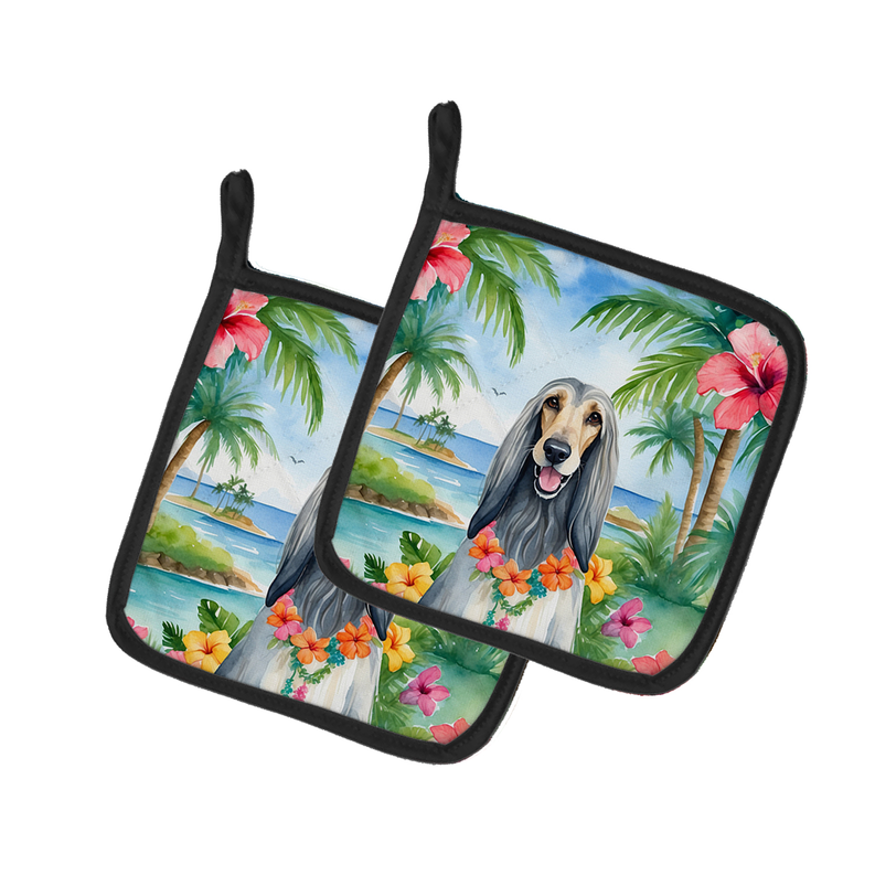 Affenpinscher Luau Pair of Pot Holders Caroline's Treasures