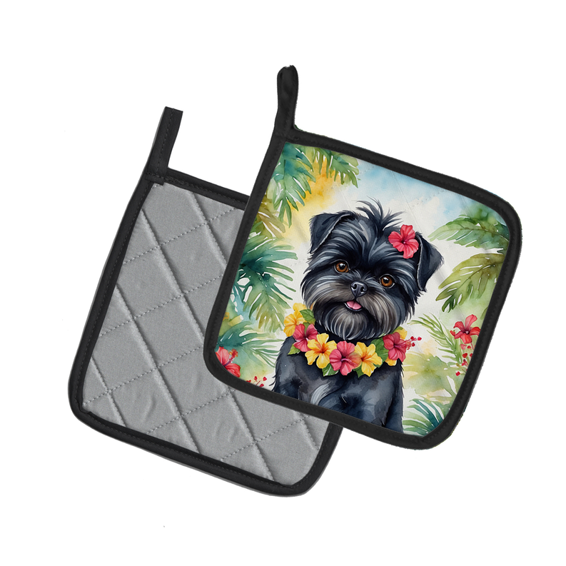 Affenpinscher Luau Pair of Pot Holders Caroline's Treasures