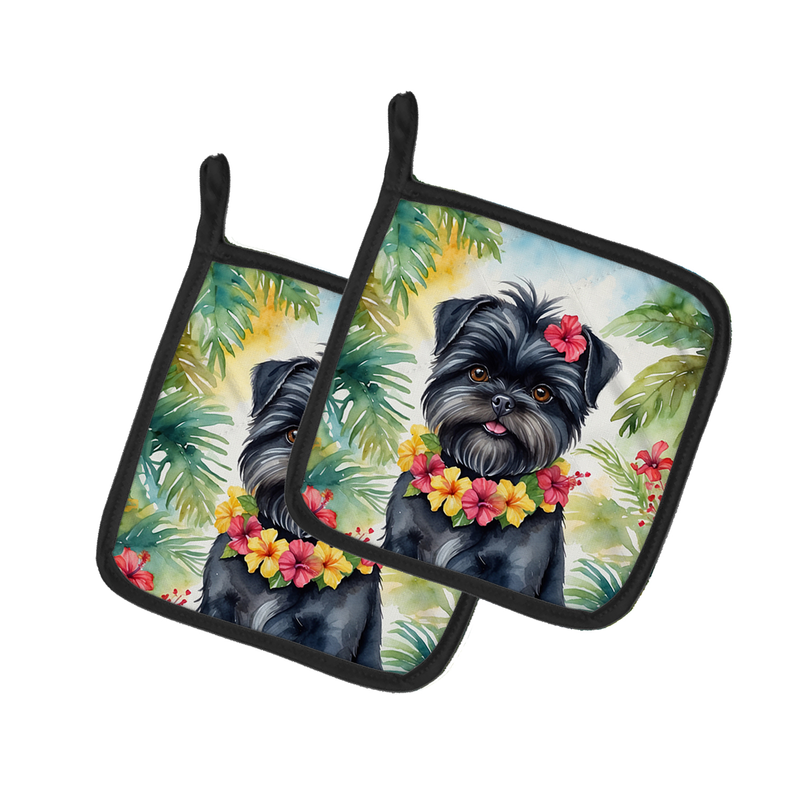 Affenpinscher Luau Pair of Pot Holders Caroline's Treasures