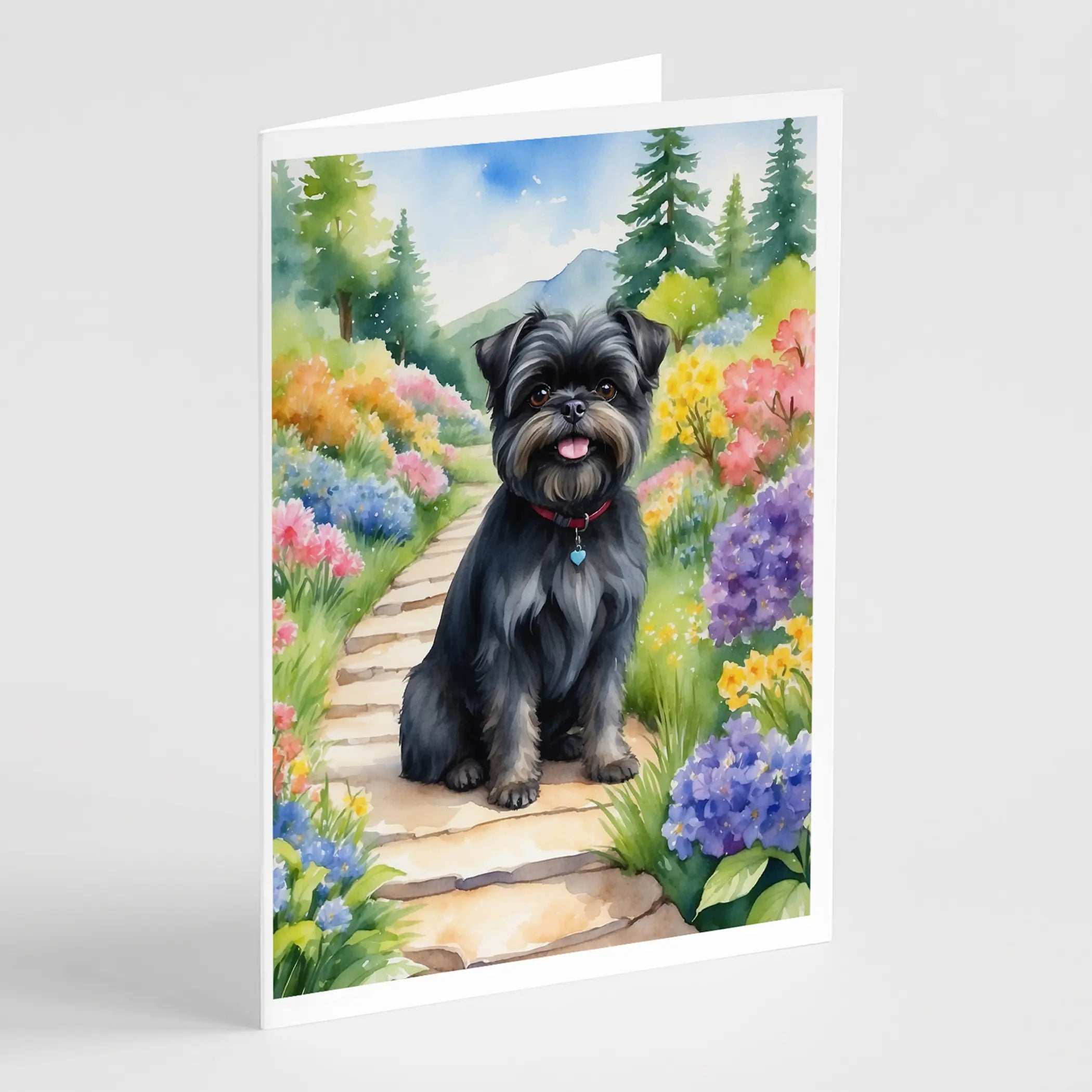 Affenpinscher Spring Garden Greeting Cards Pack of 8 Caroline's Treasures