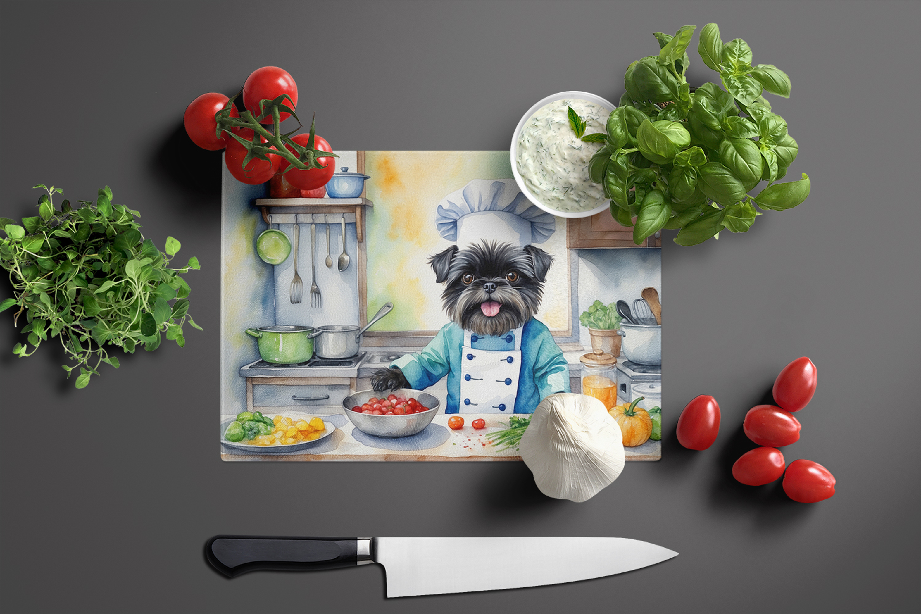 Affenpinscher The Chef Glass Cutting Board Caroline's Treasures