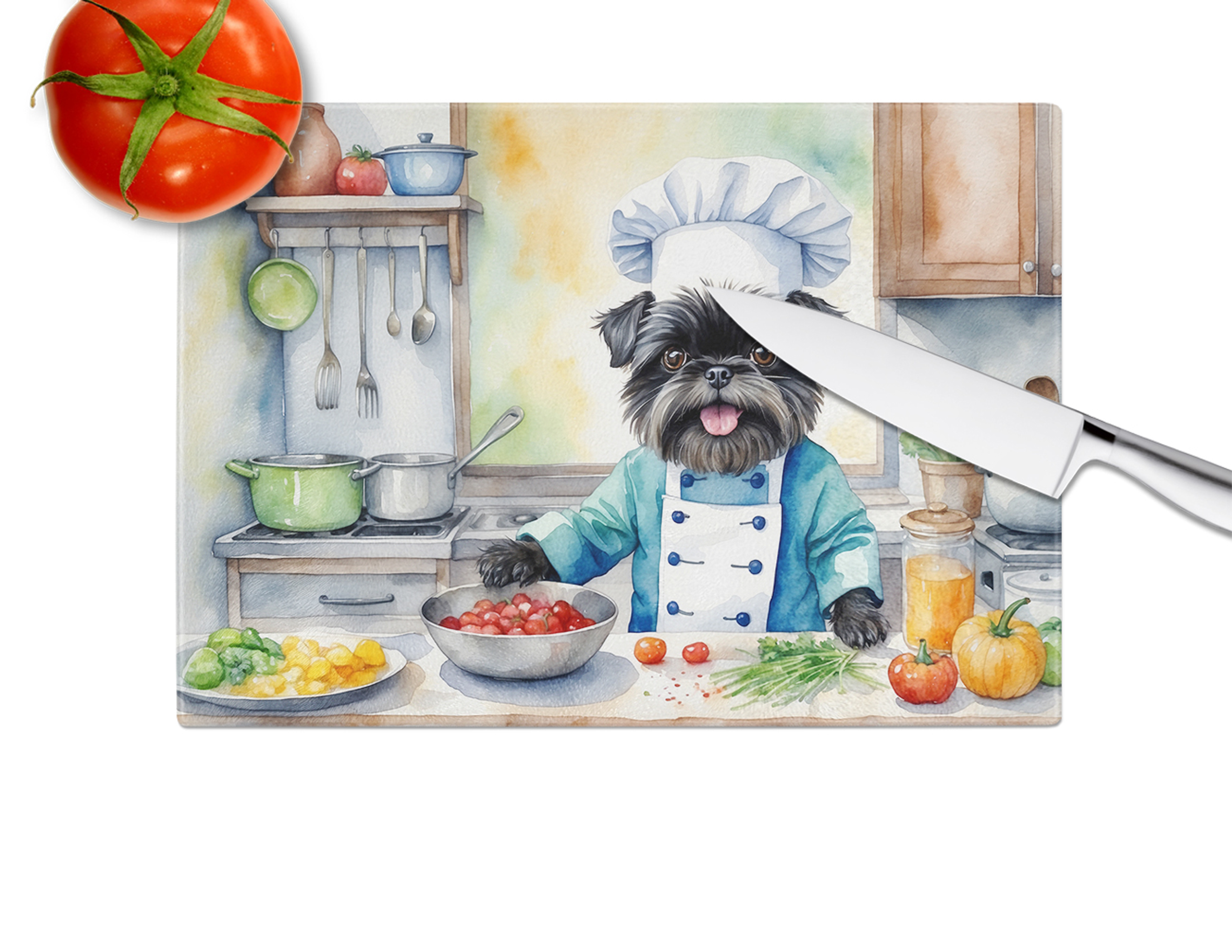 Affenpinscher The Chef Glass Cutting Board Caroline's Treasures