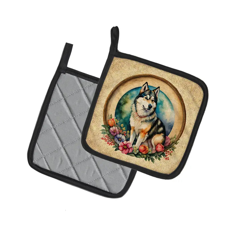 Affenpinscher and Flowers Pair of Pot Holders Caroline's Treasures