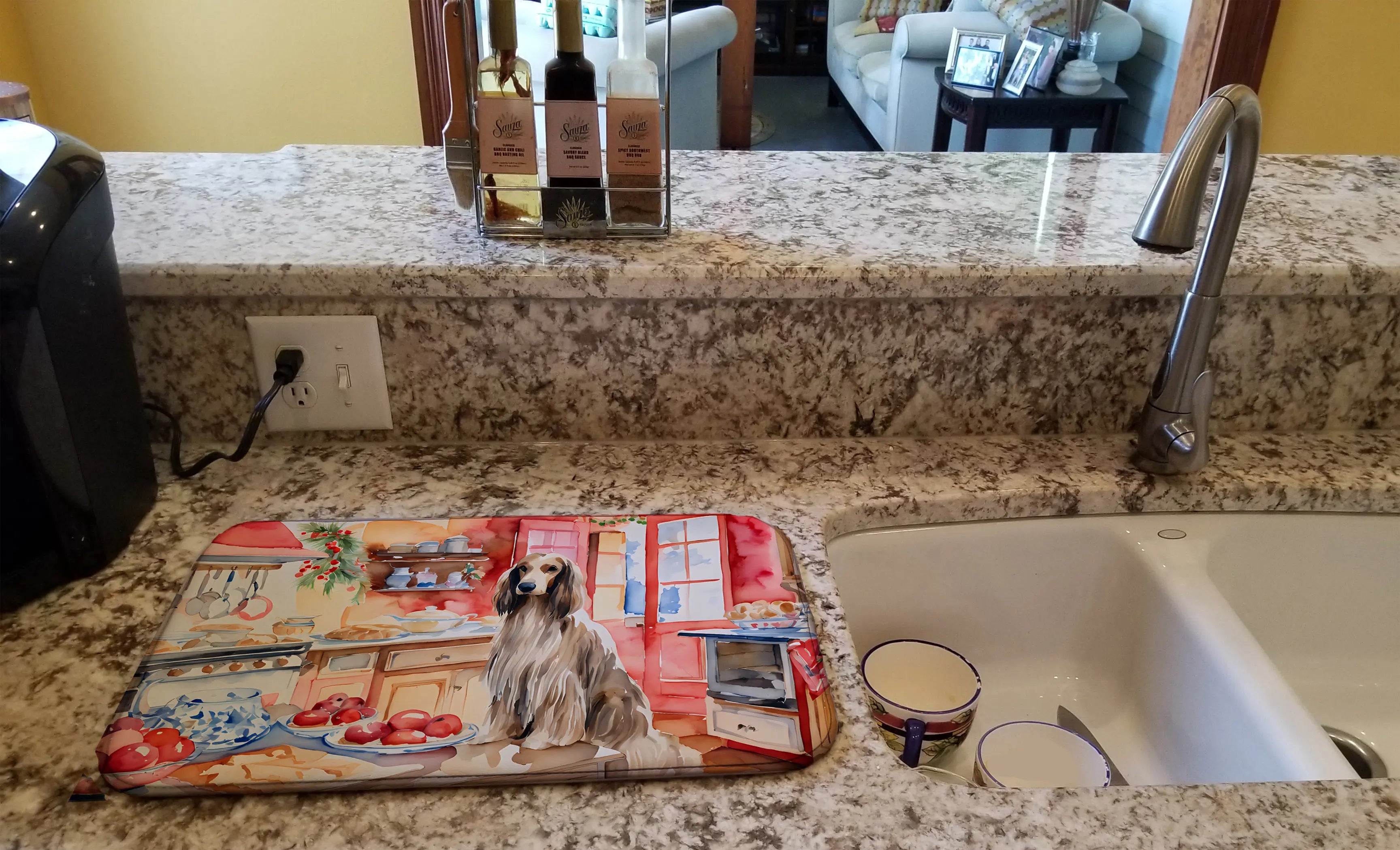 Afghan Hound Christmas Cookies Dish Drying Mat Caroline's Treasures