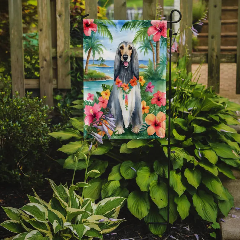 Afghan Hound Luau Garden Flag Caroline's Treasures
