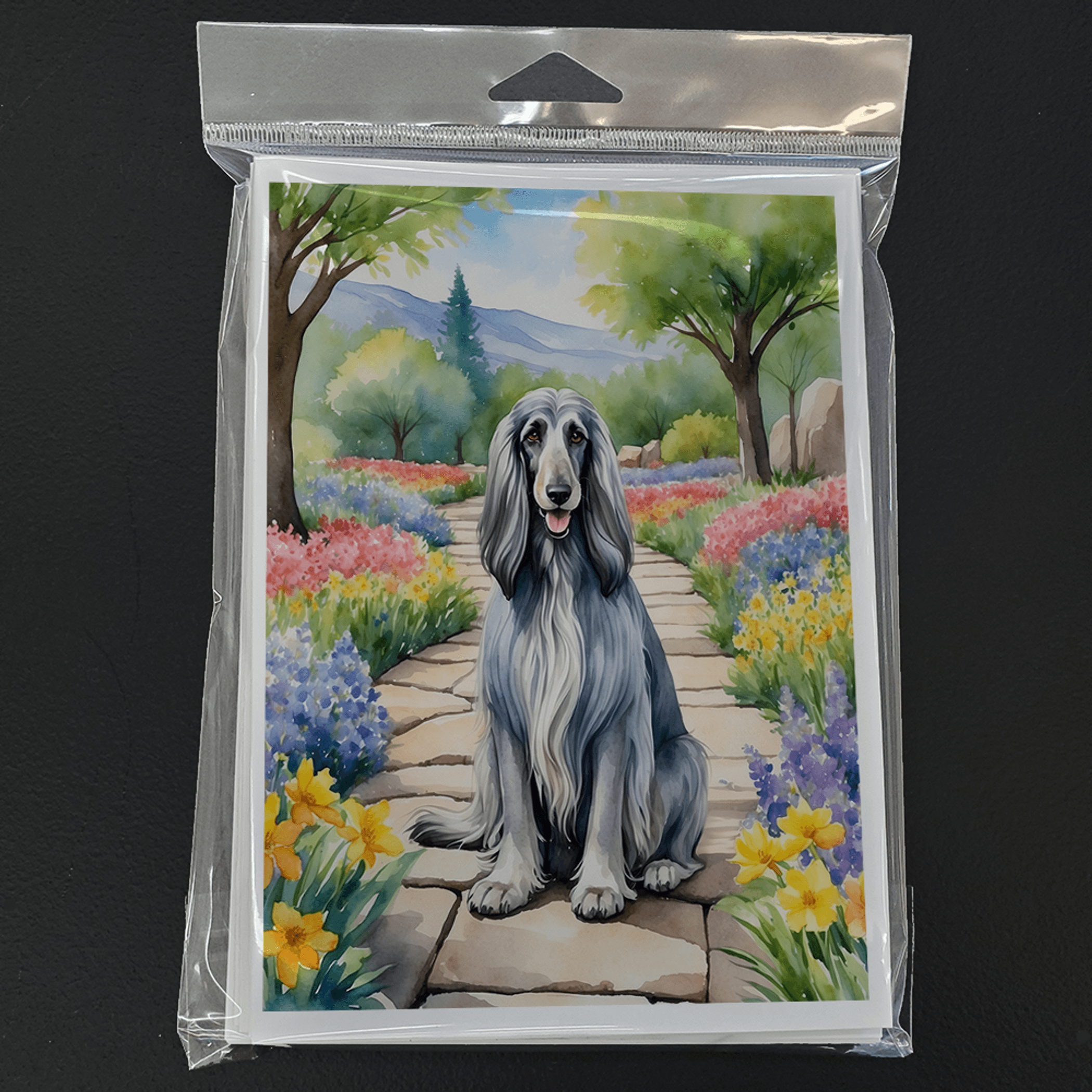 Afghan Hound Spring Garden Greeting Cards Pack of 8 Caroline's Treasures