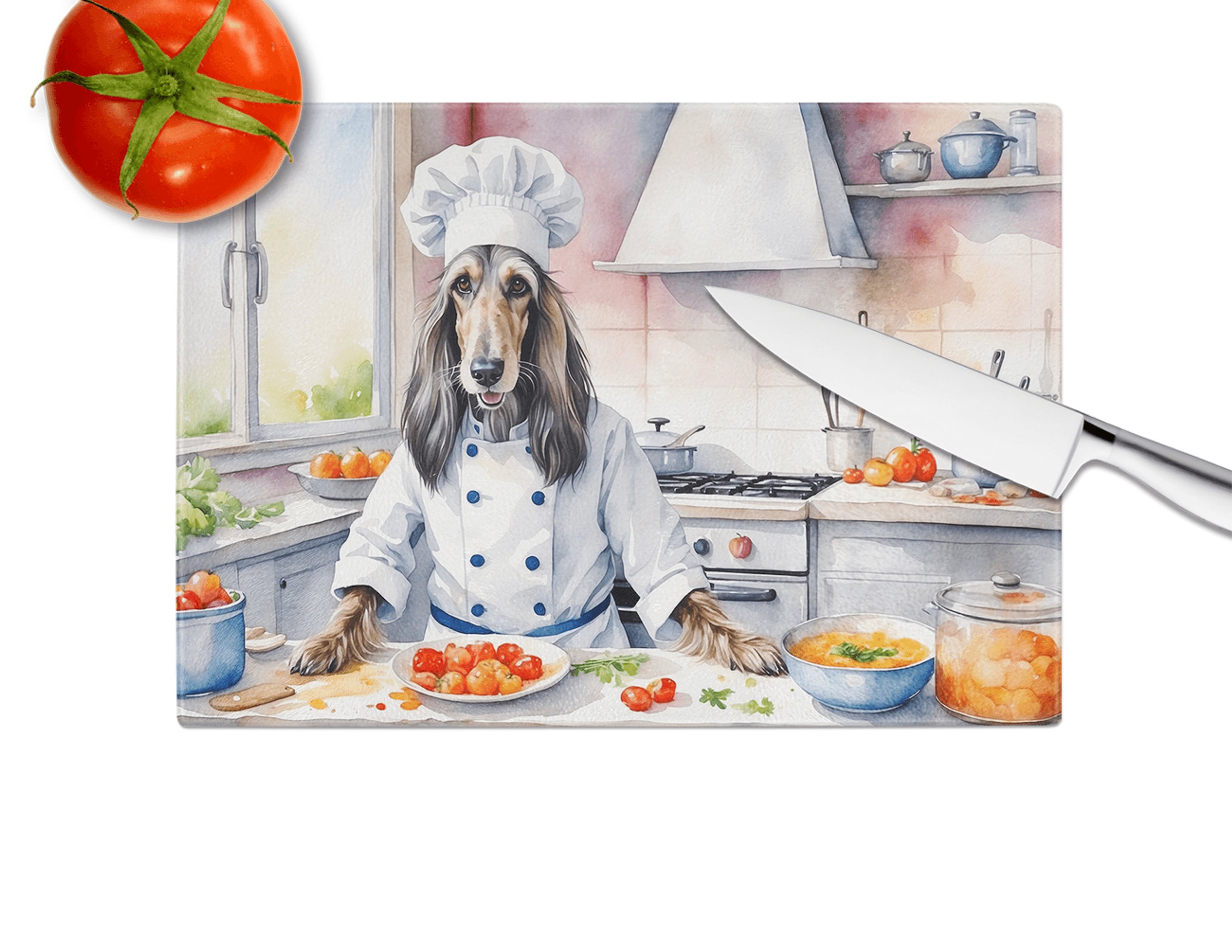 Afghan Hound The Chef Glass Cutting Board Caroline's Treasures