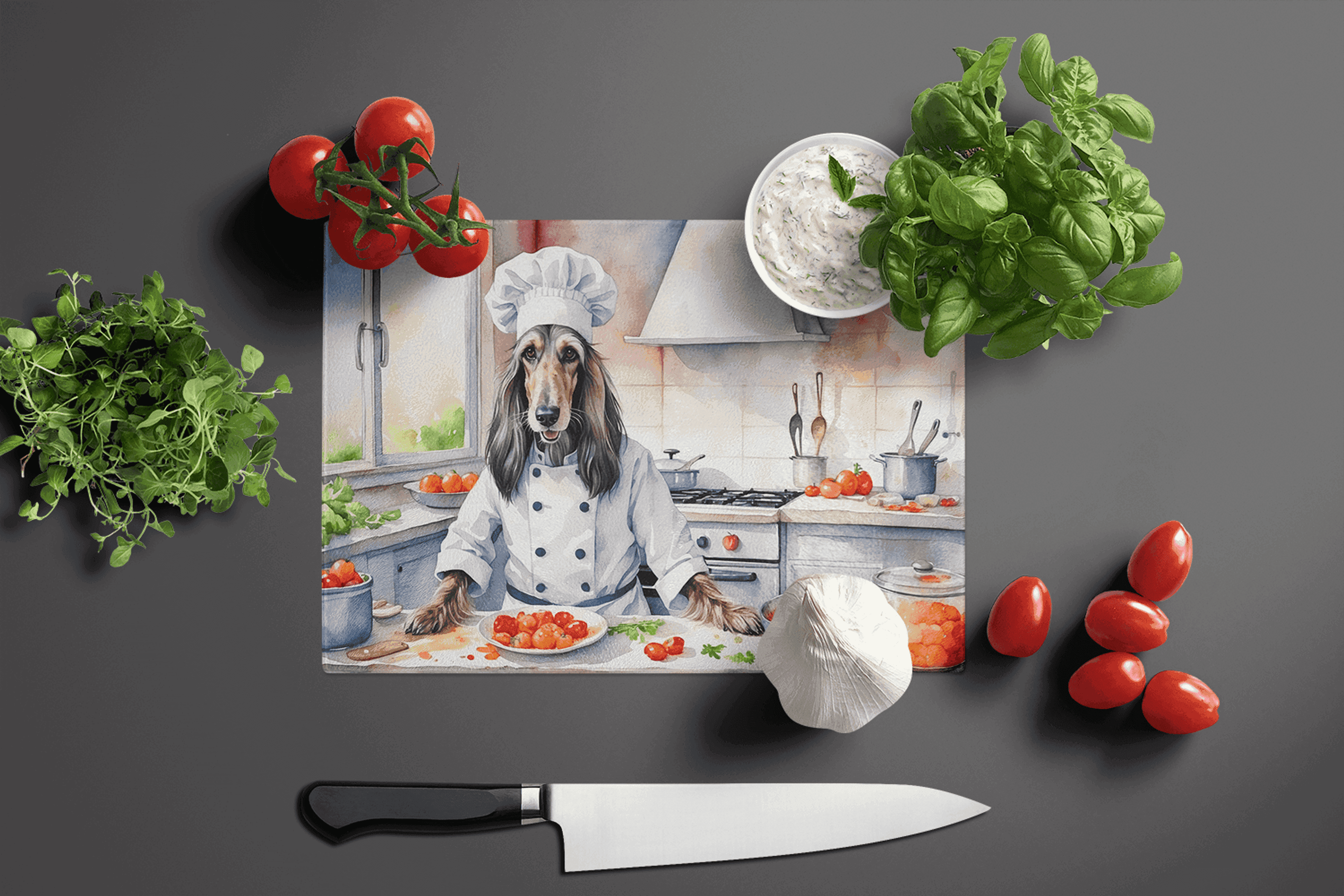 Afghan Hound The Chef Glass Cutting Board Caroline's Treasures