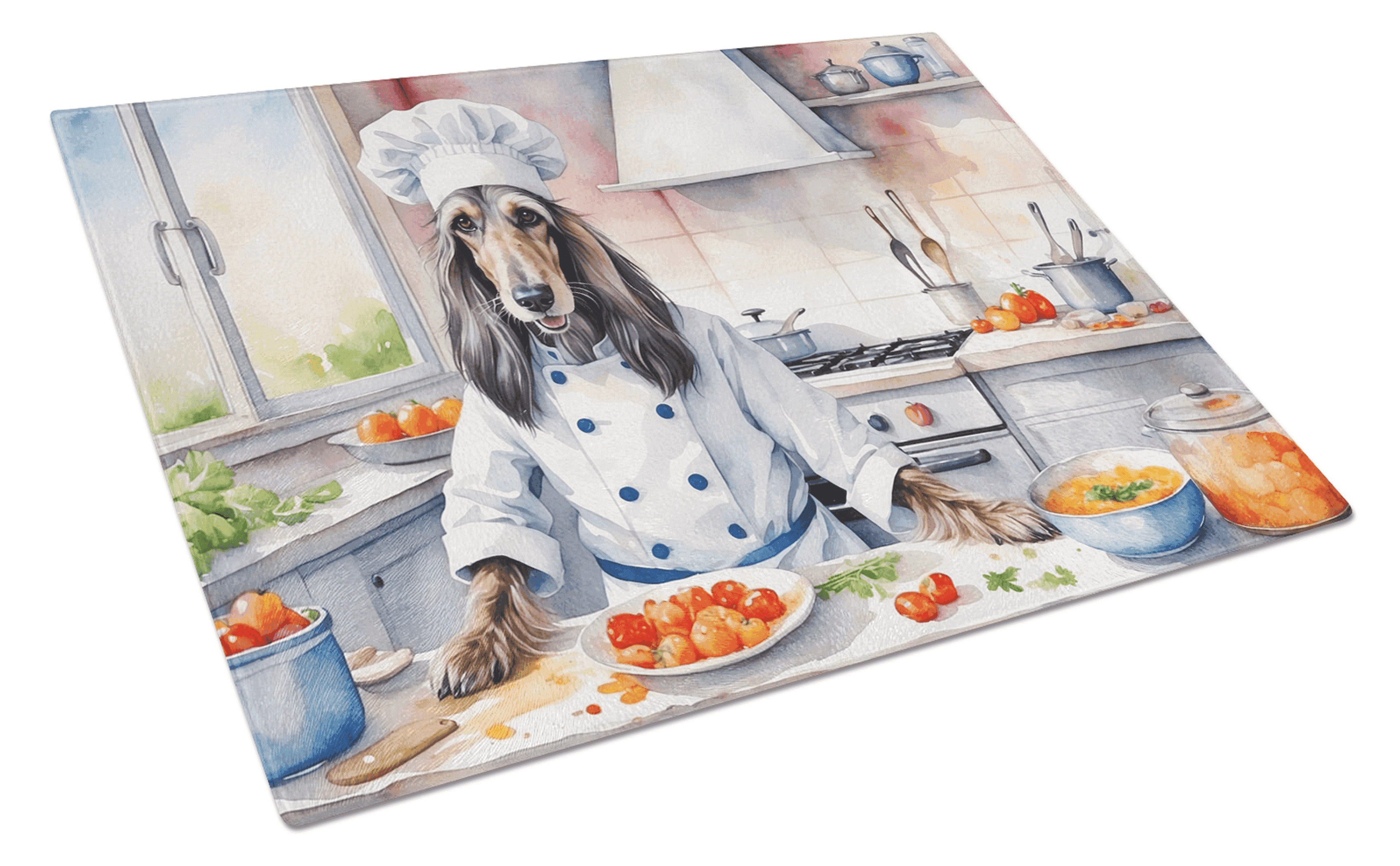 Afghan Hound The Chef Glass Cutting Board Caroline's Treasures