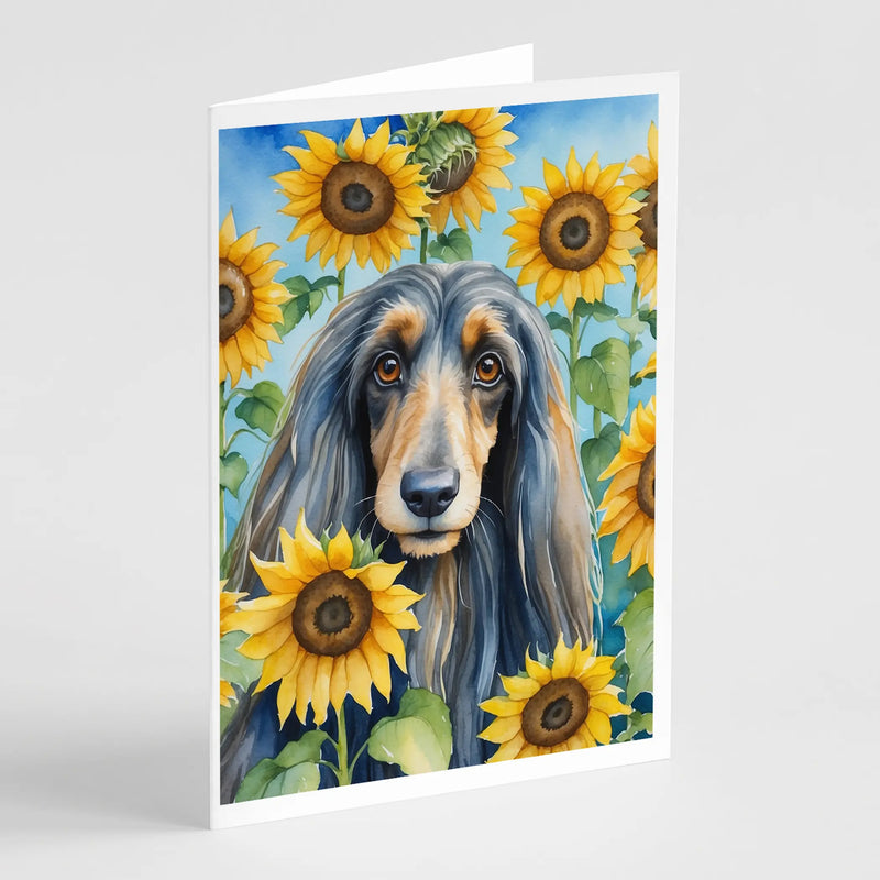 Afghan Hound in Sunflowers Greeting Cards Pack of 8 Caroline's Treasures