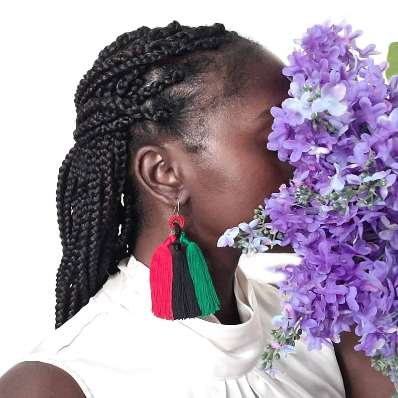 African Pride Tassel Earrings Sysaic Knotz