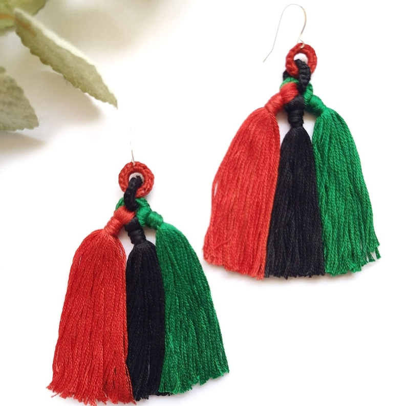 African Pride Tassel Earrings Sysaic Knotz
