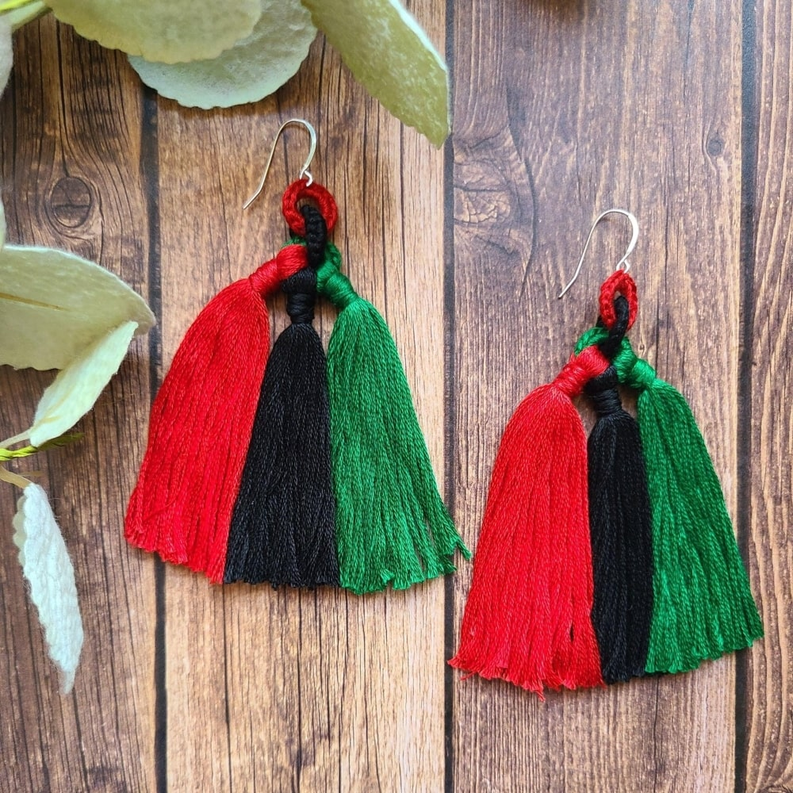 African Pride Tassel Earrings Sysaic Knotz