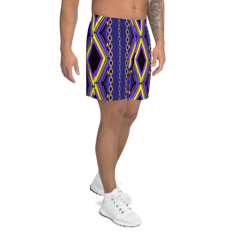 African Purple Print Athleisure Men's Recycled Athletic Shorts Adirelounge