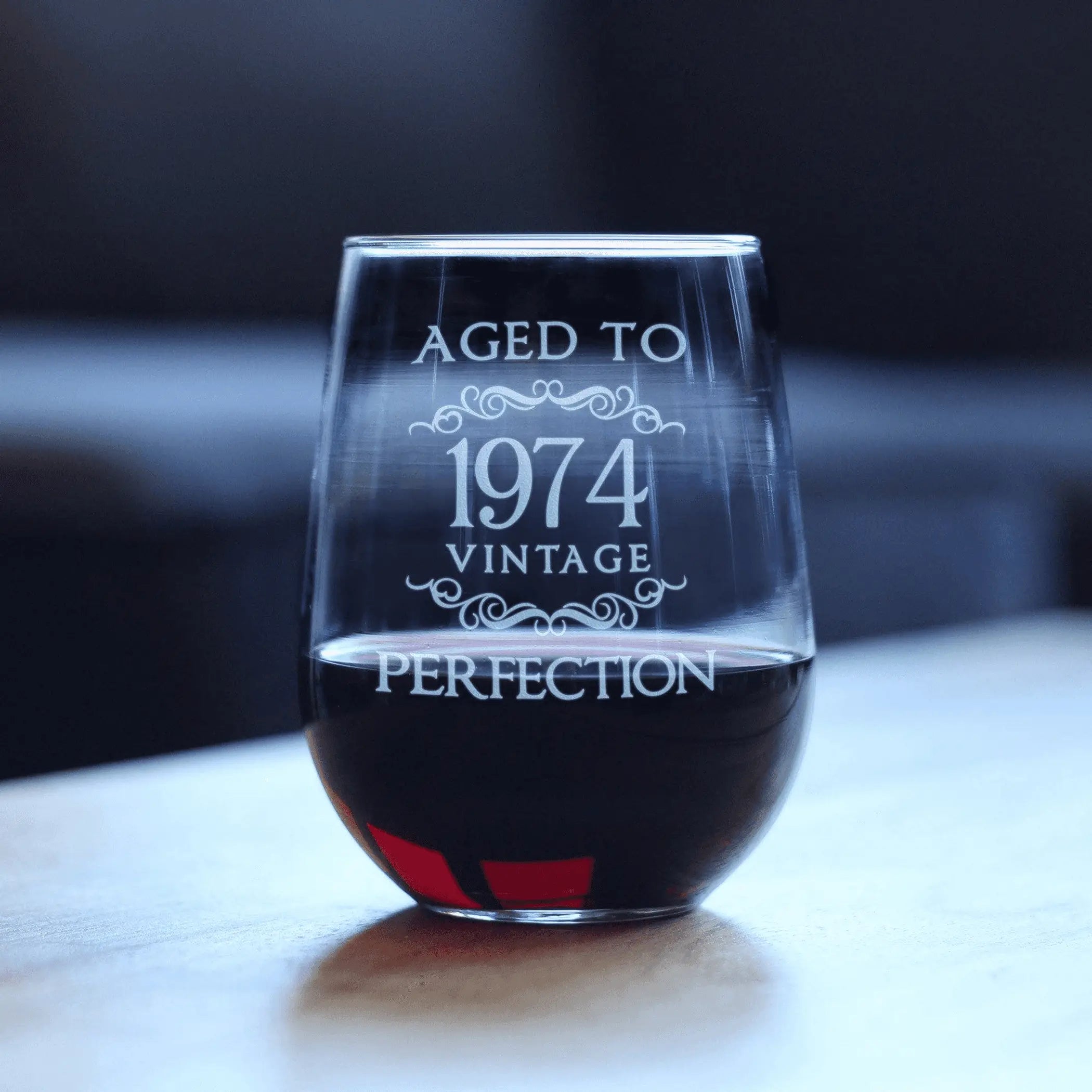 Aged to Perfection 74 Stemless Wine Glass 50th Birthday Gift Bevvee