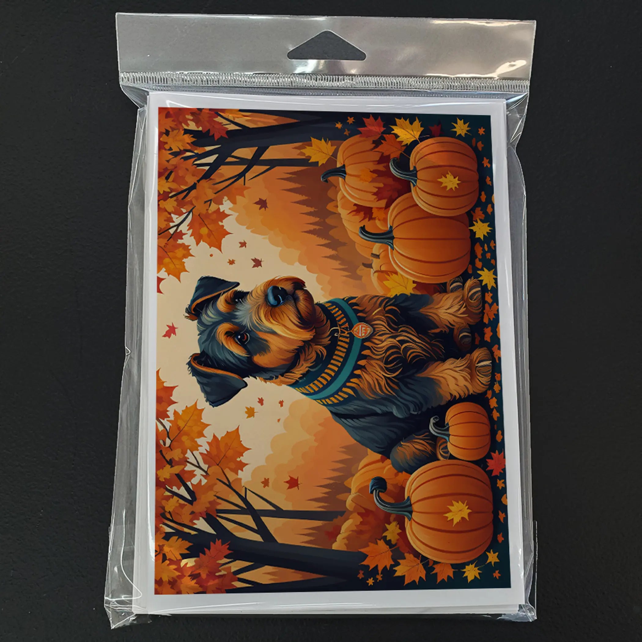 Airedale Terrier Fall Greeting Cards Pack of 8 Caroline's Treasures
