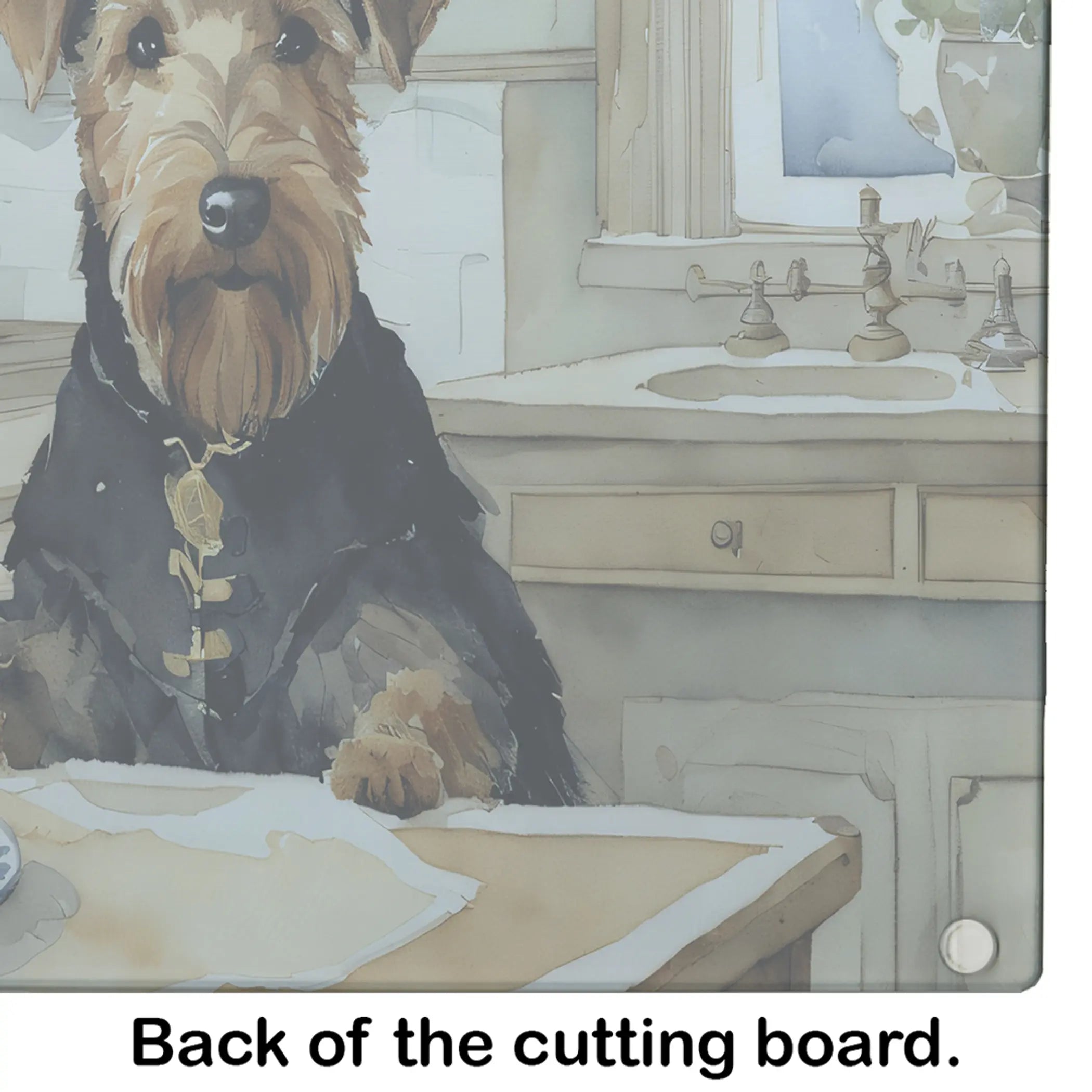 Airedale Terrier Fall Kitchen Pumpkins Glass Cutting Board Caroline's Treasures