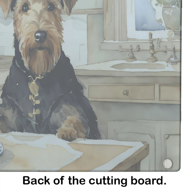 Airedale Terrier Fall Kitchen Pumpkins Glass Cutting Board Caroline's Treasures