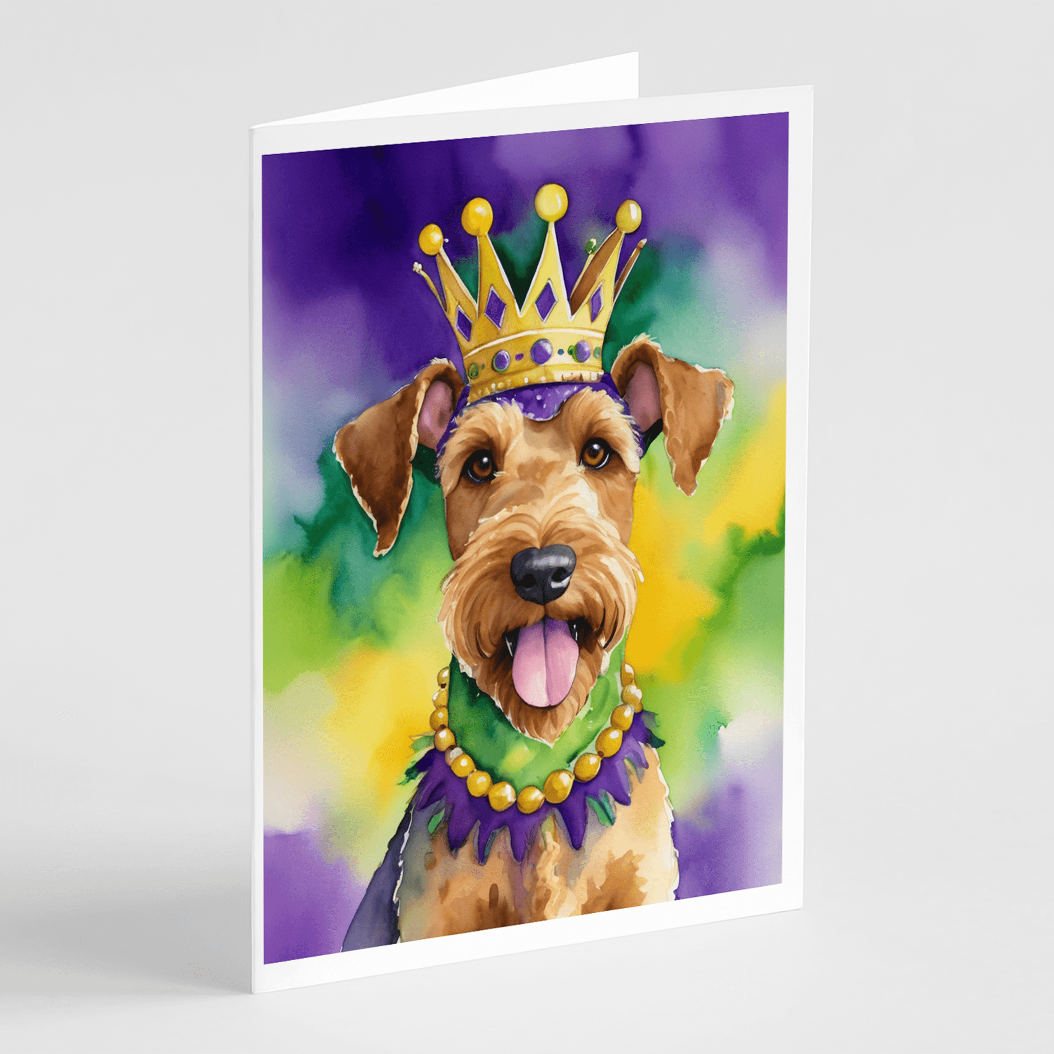 Airedale Terrier King of Mardi Gras Greeting Cards Pack of 8 Caroline's Treasures