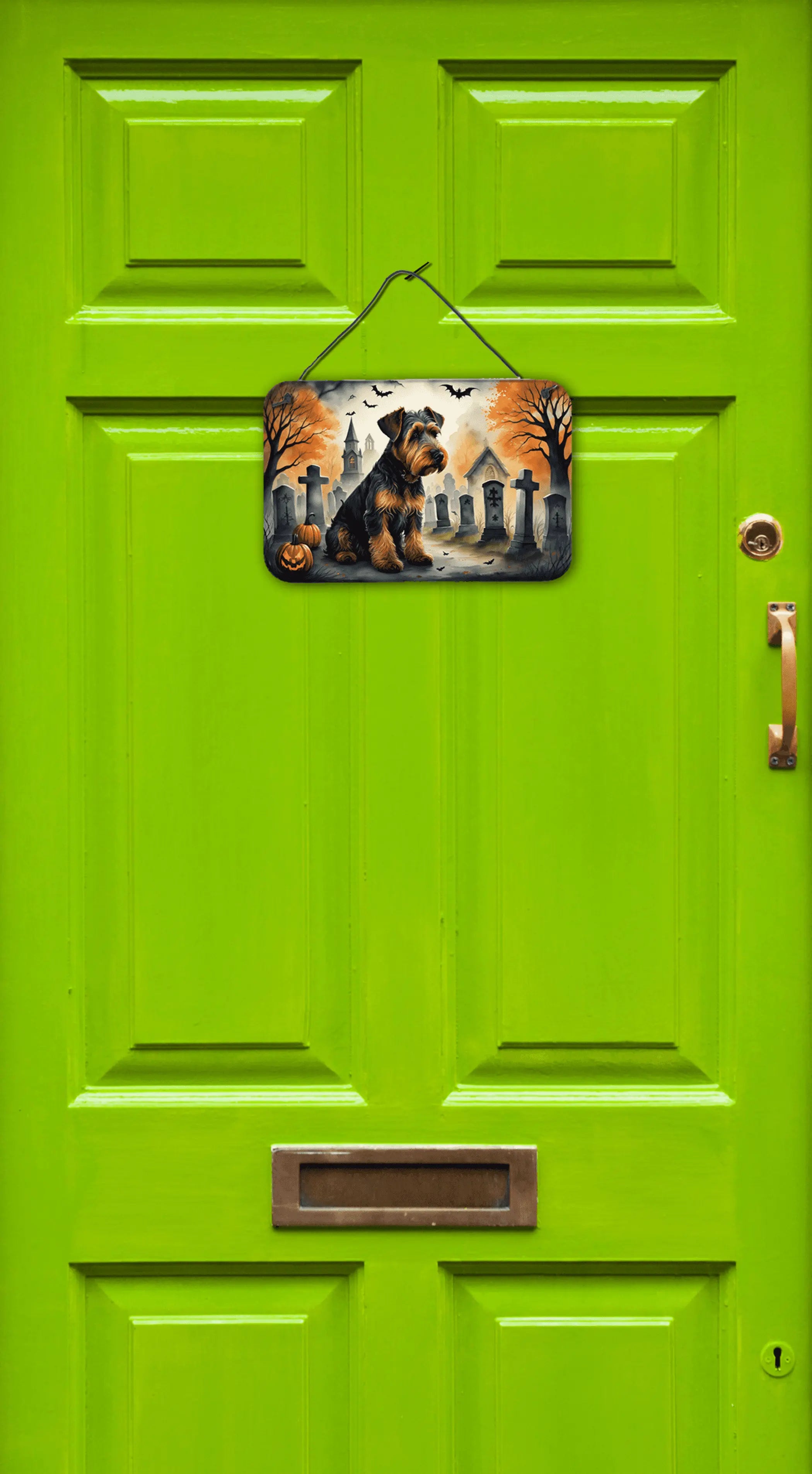 Airedale Terrier Spooky Halloween Wall or Door Hanging Prints Caroline's Treasures