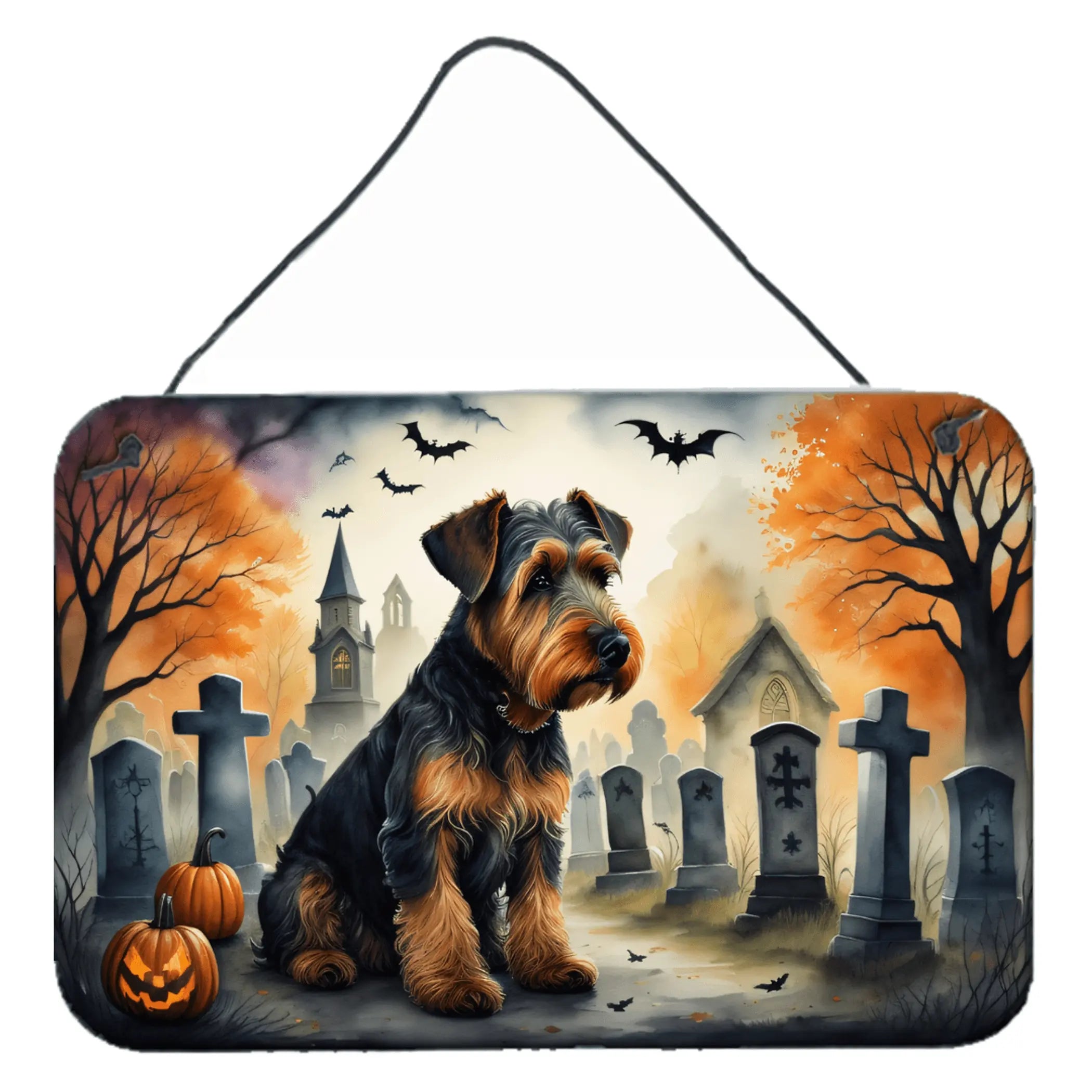 Airedale Terrier Spooky Halloween Wall or Door Hanging Prints Caroline's Treasures